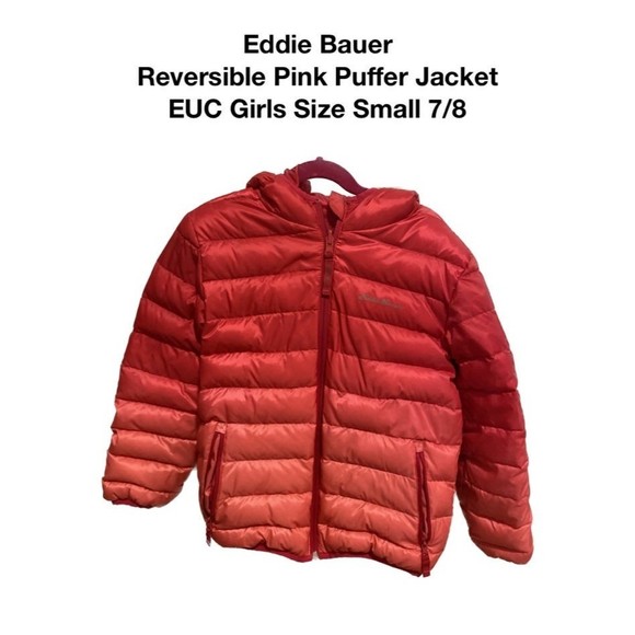 Eddie Bauer Reversible Pink Puffer Jacket Size Small 7/8 - Picture 2 of 5